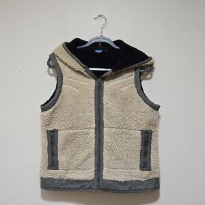 Kavu Cream and Gray Sherpa Vest